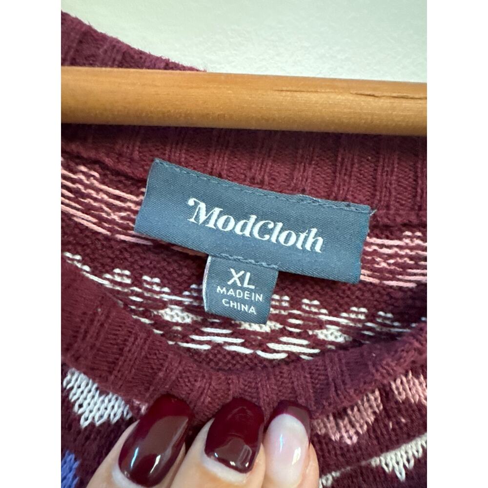 ModCloth XL Unicorn Sweater Pullover Whimsical Fairy Core Novelty Intarsia Red - Picture 3 of 5